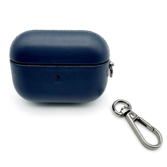 NWT NAVY BLUE Smooth Leather Case for Apple Airpods Pro 2 - Picture 2 of 9